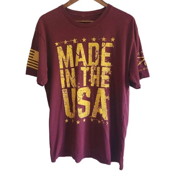Grunt Style T Shirt Mens XL Graphic Made In The USA  Burgundy Gold - Picture 1 of 5